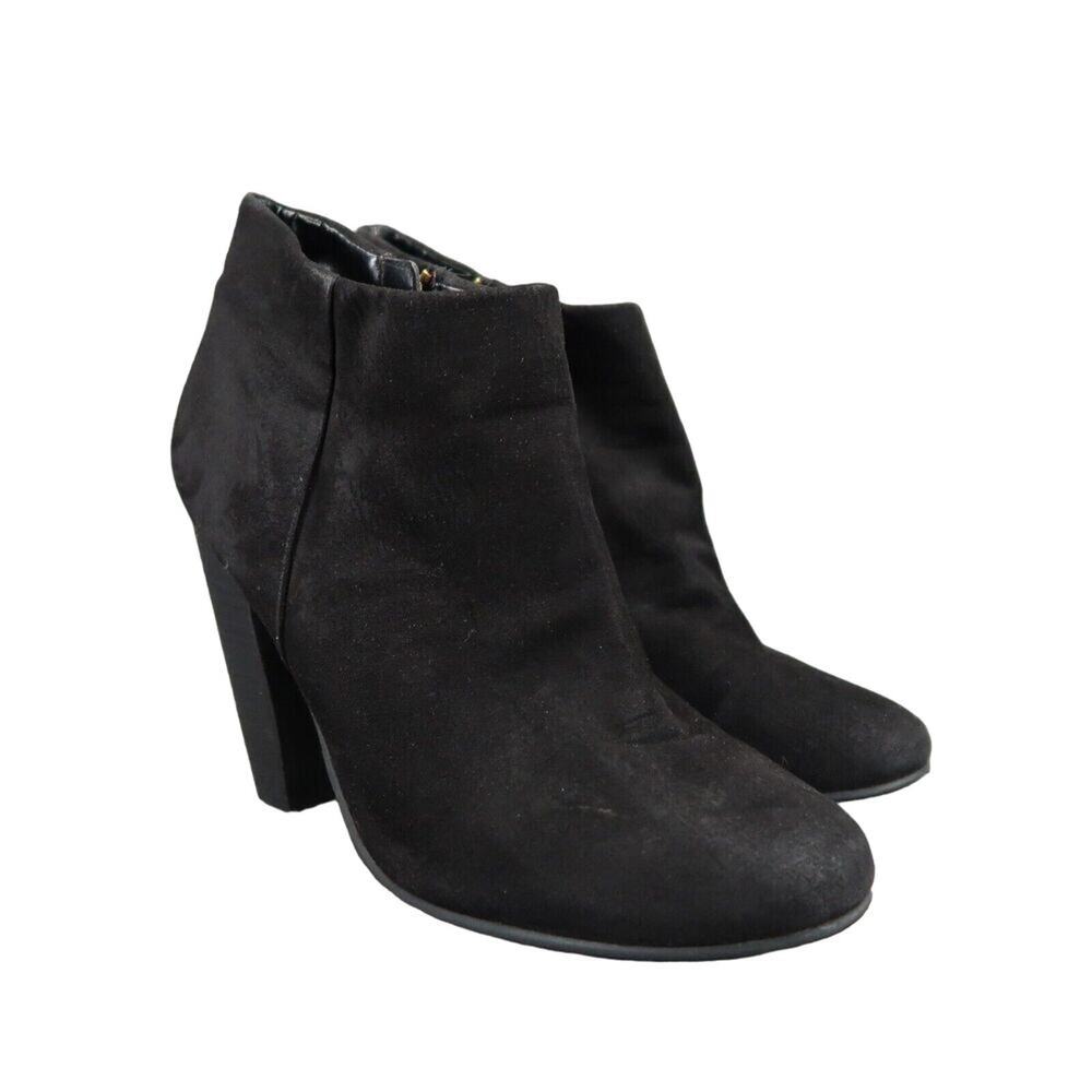 Abound Shoes Womens 7.5 Booties Fashion Classic Black Block Heel Ankle Boot Zip